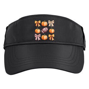 Retro Coquette Bow Pumpkin American Football Thanksgiving Adult Drive Performance Visor