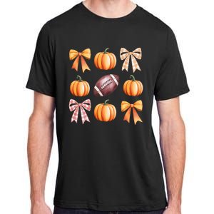 Retro Coquette Bow Pumpkin American Football Thanksgiving Adult ChromaSoft Performance T-Shirt