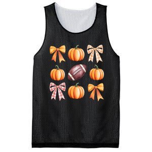 Retro Coquette Bow Pumpkin American Football Thanksgiving Mesh Reversible Basketball Jersey Tank