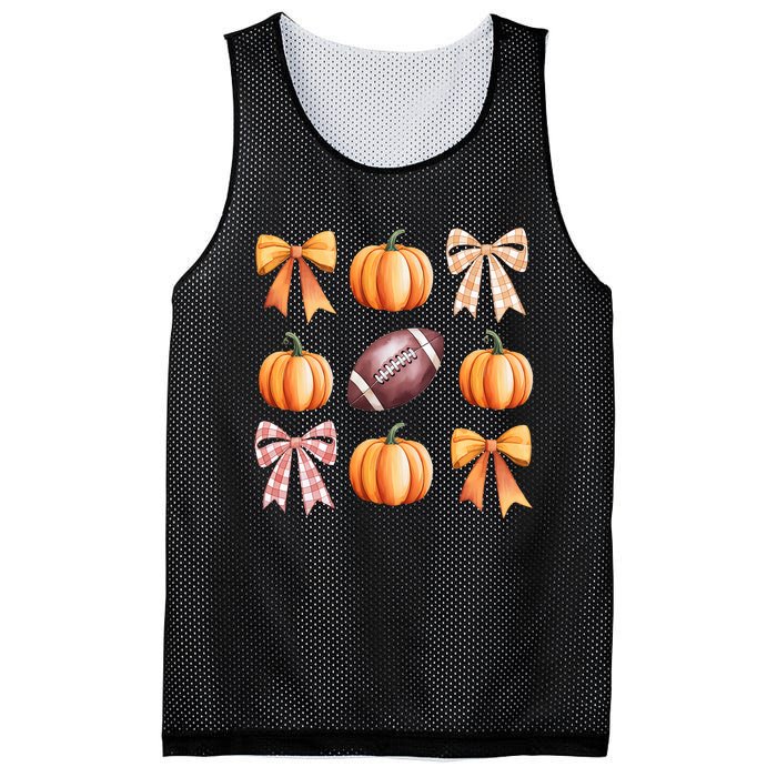 Retro Coquette Bow Pumpkin American Football Thanksgiving Mesh Reversible Basketball Jersey Tank