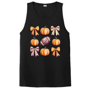 Retro Coquette Bow Pumpkin American Football Thanksgiving PosiCharge Competitor Tank