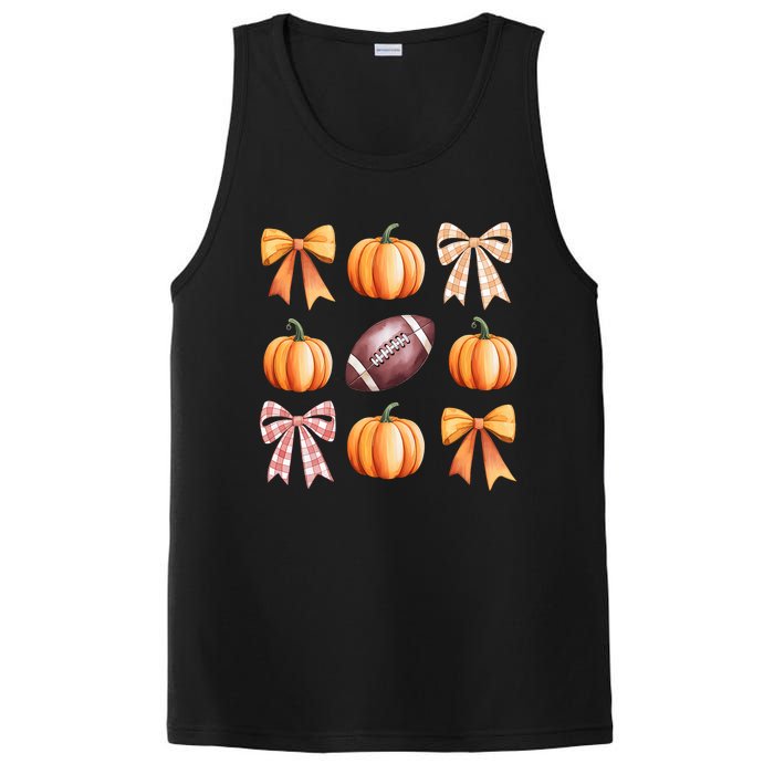 Retro Coquette Bow Pumpkin American Football Thanksgiving PosiCharge Competitor Tank