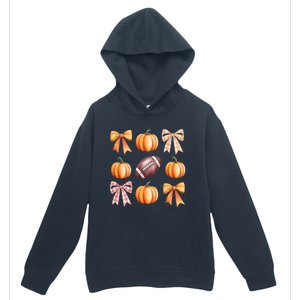 Retro Coquette Bow Pumpkin American Football Thanksgiving Urban Pullover Hoodie