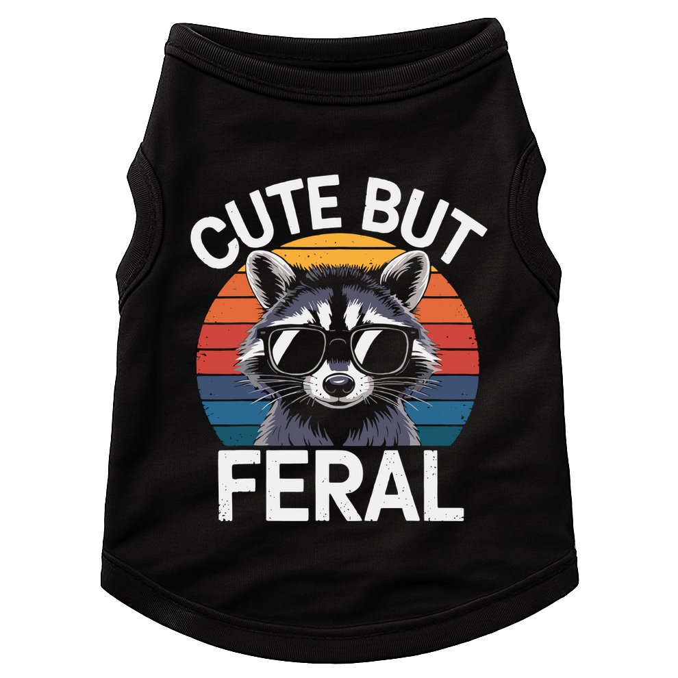 Racoon Cute But Feral Humor Teen Funny Doggie Tank