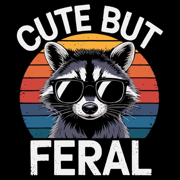 Racoon Cute But Feral Humor Teen Funny Bucket Hat