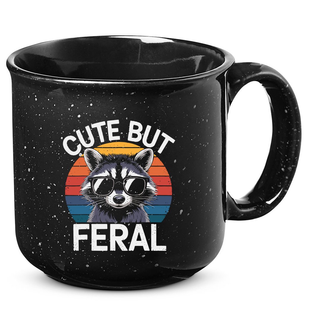 Racoon Cute But Feral Humor Teen Funny 15oz Campfire Ceramic Mug