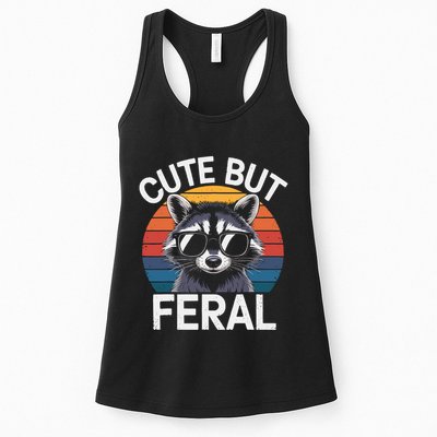 Racoon Cute But Feral Humor Teen Funny Womens Tank Top
