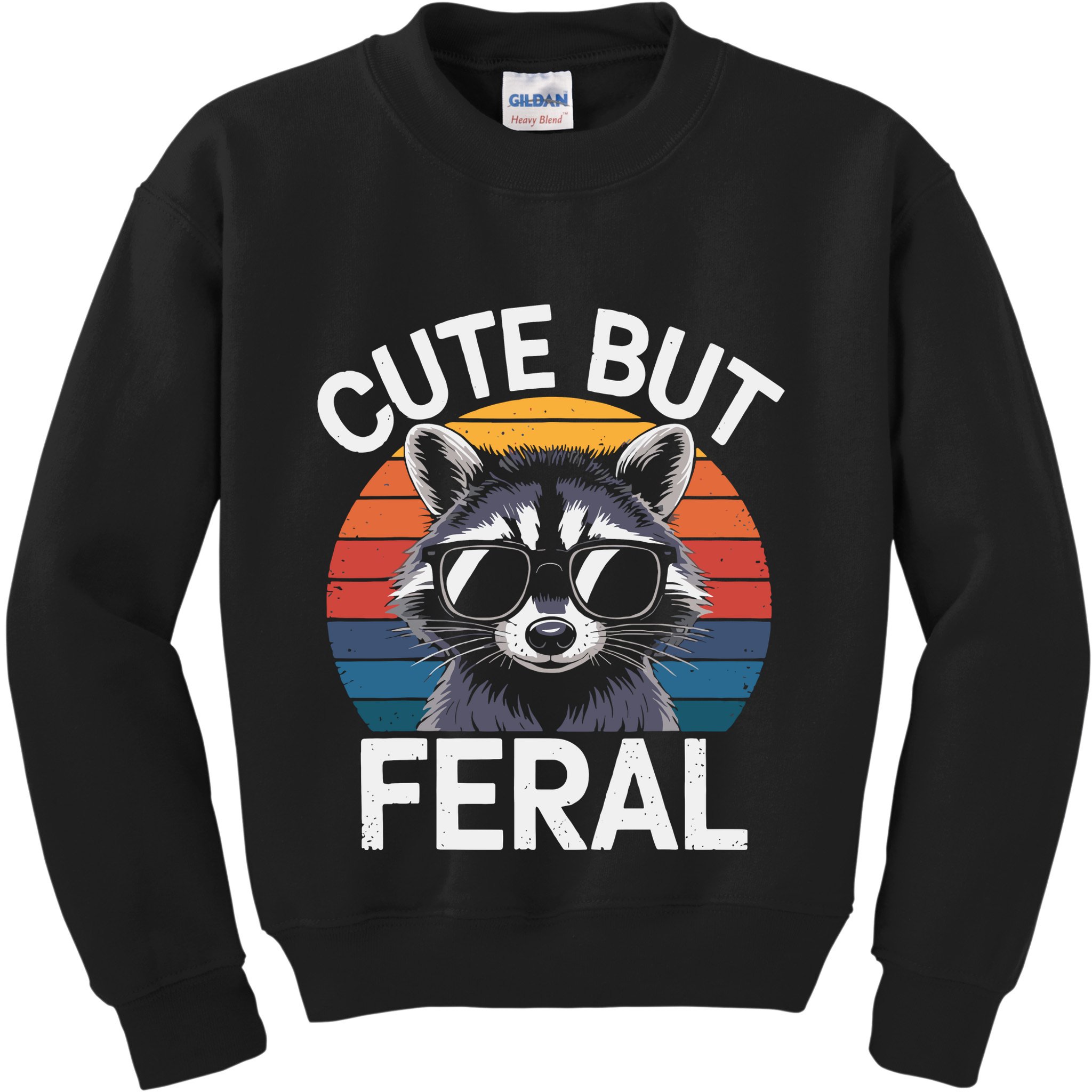 Racoon Cute But Feral Humor Teen Funny Kids Sweatshirt