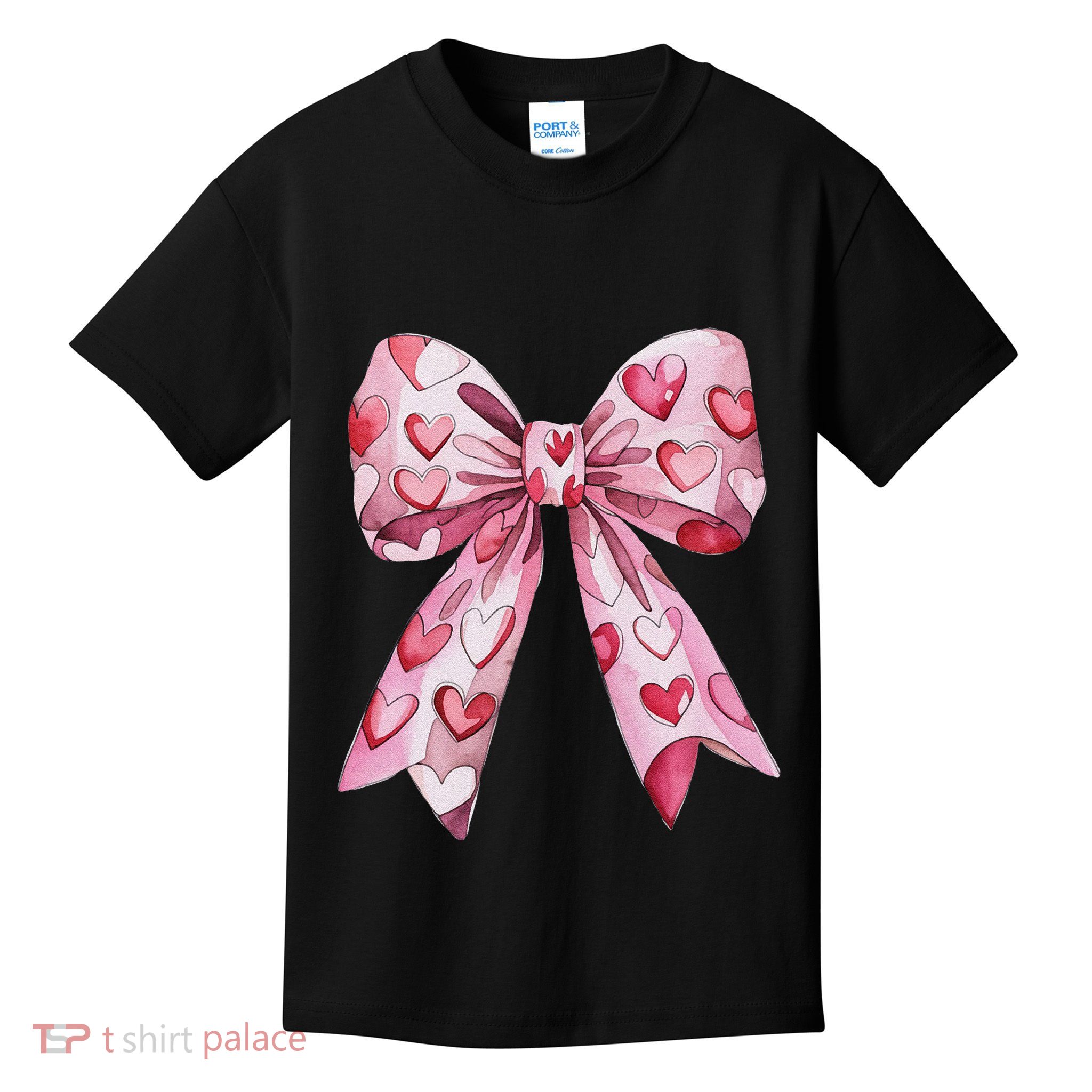 Retro Coquette Bow ValentineS Heart Xoxo Love Design Kids T-Shirt