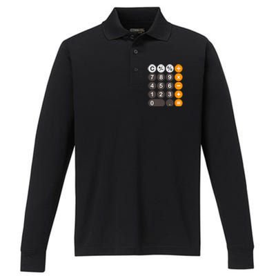 Retro Calculator Buttons Simple Halloween Costume Performance Long Sleeve Polo