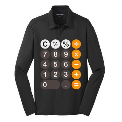 Retro Calculator Buttons Simple Halloween Costume Silk Touch Performance Long Sleeve Polo