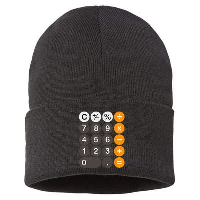 Retro Calculator Buttons Simple Halloween Costume Sustainable Knit Beanie