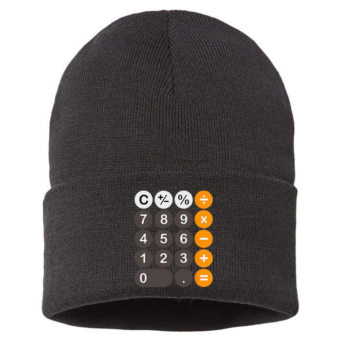 Retro Calculator Buttons Simple Halloween Costume Sustainable Knit Beanie
