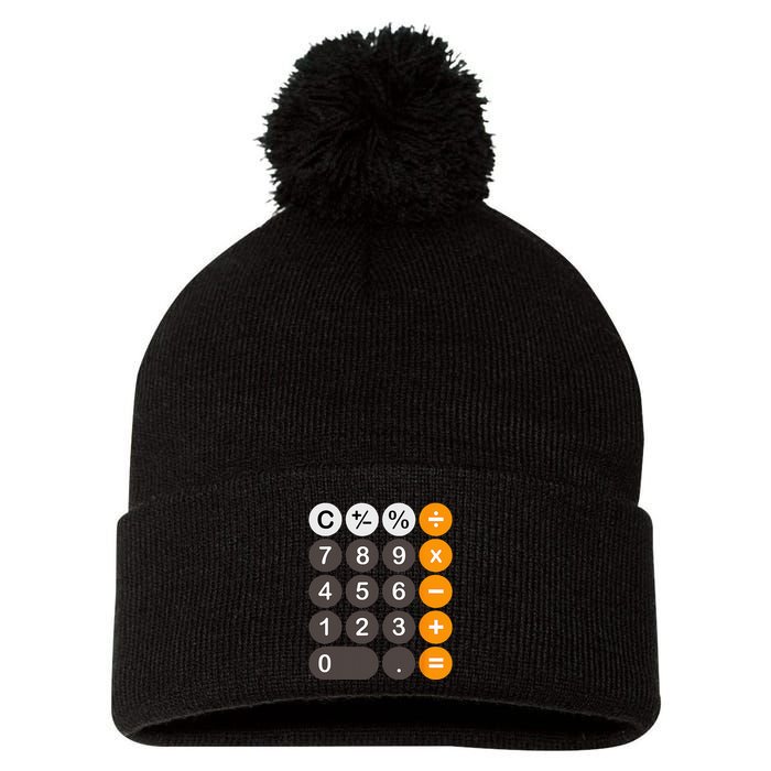 Retro Calculator Buttons Simple Halloween Costume Pom Pom 12in Knit Beanie