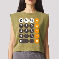 Retro Calculator Buttons Simple Halloween Costume Garment-Dyed Women's Muscle Tee