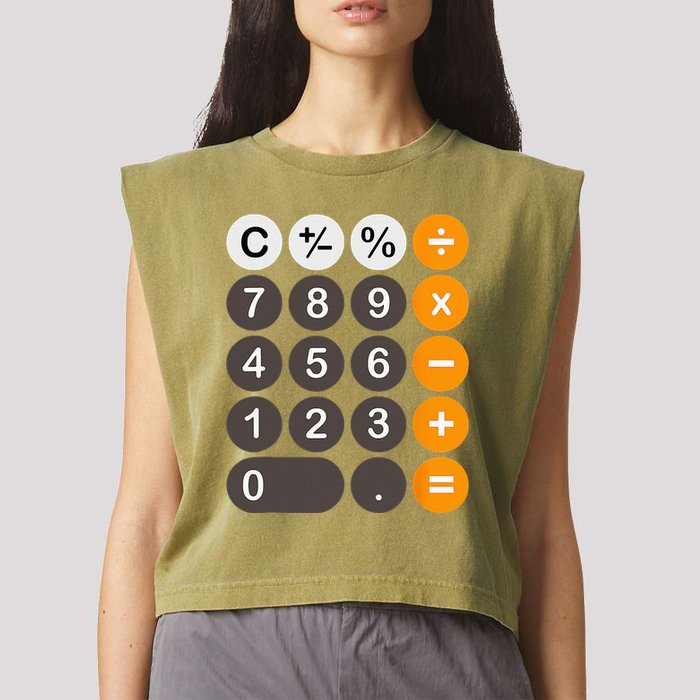 Retro Calculator Buttons Simple Halloween Costume Garment-Dyed Women's Muscle Tee