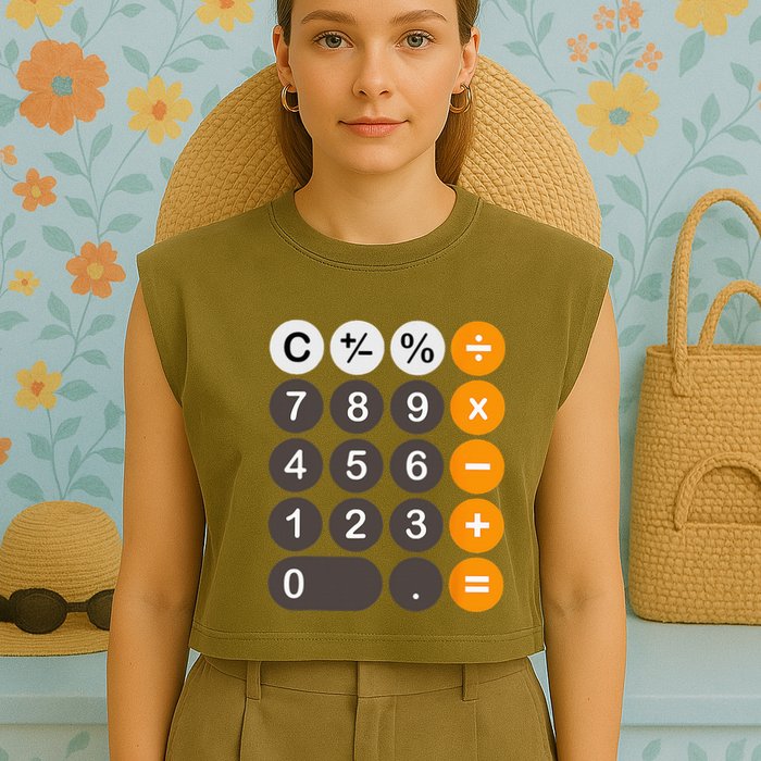 Retro Calculator Buttons Simple Halloween Costume Garment-Dyed Women's Muscle Tee