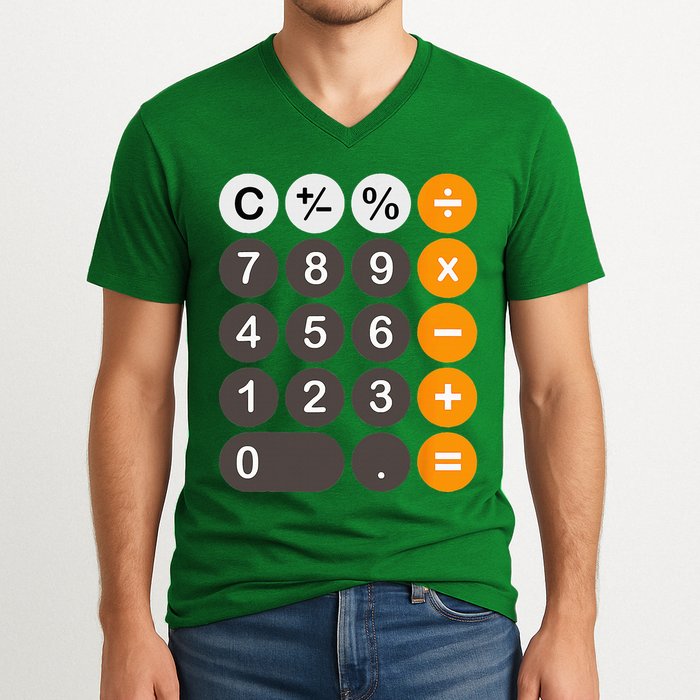 Retro Calculator Buttons Simple Halloween Costume V-Neck T-Shirt