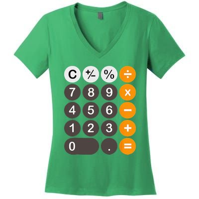 Retro Calculator Buttons Simple Halloween Costume Women's V-Neck T-Shirt