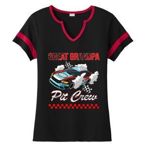 Race Car Birthday Party Racing Family Great Grandpa Pit Crew Ladies Halftime Notch Neck Tee