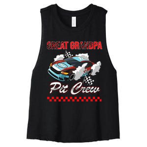 Race Car Birthday Party Racing Family Great Grandpa Pit Crew Women's Racerback Cropped Tank