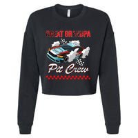 Race Car Birthday Party Racing Family Great Grandpa Pit Crew Cropped Pullover Crew