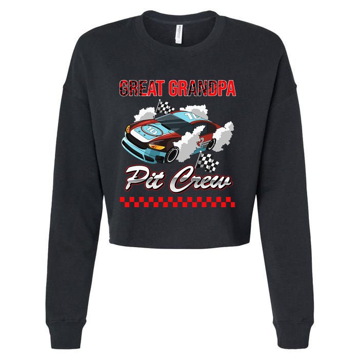 Race Car Birthday Party Racing Family Great Grandpa Pit Crew Cropped Pullover Crew