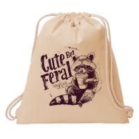 Raccoon Cute But Feral Drawstring Bag