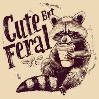 Raccoon Cute But Feral Drawstring Bag