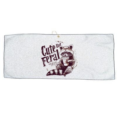 Raccoon Cute But Feral Large Microfiber Waffle Golf Towel