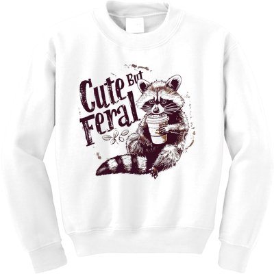 Raccoon Cute But Feral Kids Sweatshirt