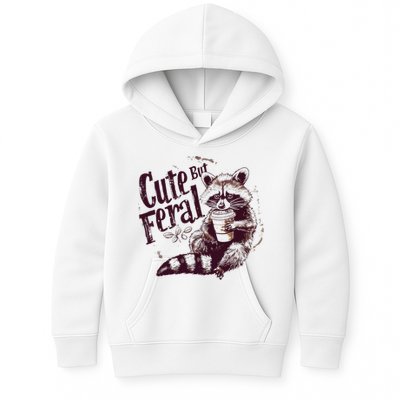 Raccoon Cute But Feral Kids Hoodie