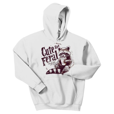 Raccoon Cute But Feral Kids Hoodie