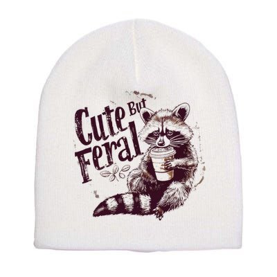 Raccoon Cute But Feral Short Acrylic Beanie