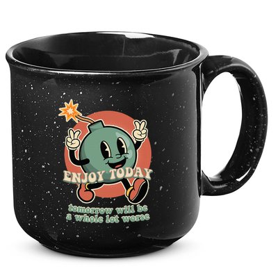Retro Cartoon Bomb Nihilism Classic Fit Crew Neck Short Sleeve Black 15oz Campfire Ceramic Mug