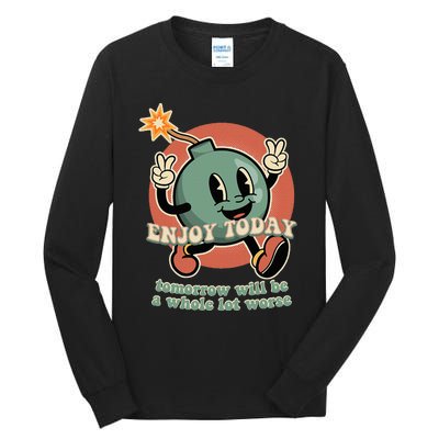 Retro Cartoon Bomb Nihilism Classic Fit Crew Neck Short Sleeve Black Tall Long Sleeve T-Shirt