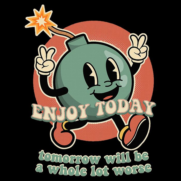 Retro Cartoon Bomb Nihilism Classic Fit Crew Neck Short Sleeve Black Womens Tank Top