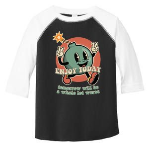 Retro Cartoon Bomb Nihilism Classic Fit Crew Neck Short Sleeve Black Toddler Fine Jersey T-Shirt