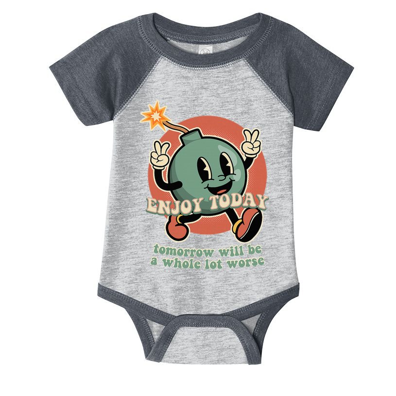 Retro Cartoon Bomb Nihilism Classic Fit Crew Neck Short Sleeve Black Infant Baby Jersey Bodysuit