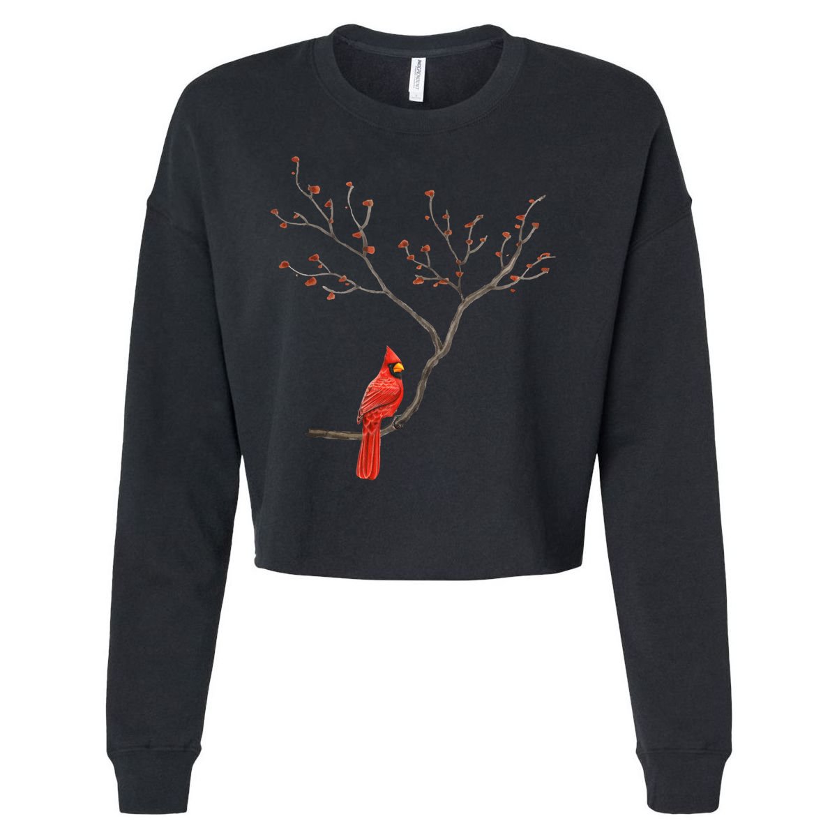 Red Cardinal Bird Lovers Birdwatching Birding Vintage Gift Cropped Pullover Crew