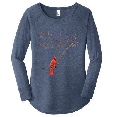 Red Cardinal Bird Lovers Birdwatching Birding Vintage Gift Women's Perfect Tri Tunic Long Sleeve Shirt