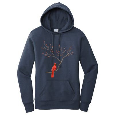 Red Cardinal Bird Lovers Birdwatching Birding Vintage Gift Women's Pullover Hoodie