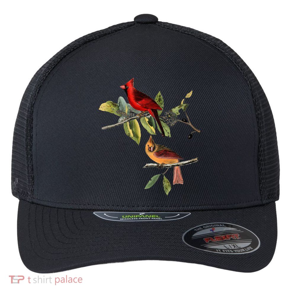 Red Cardinal Bird Male Female Gift For Cardinal Bird Lovers Gift Flexfit Unipanel Trucker Cap