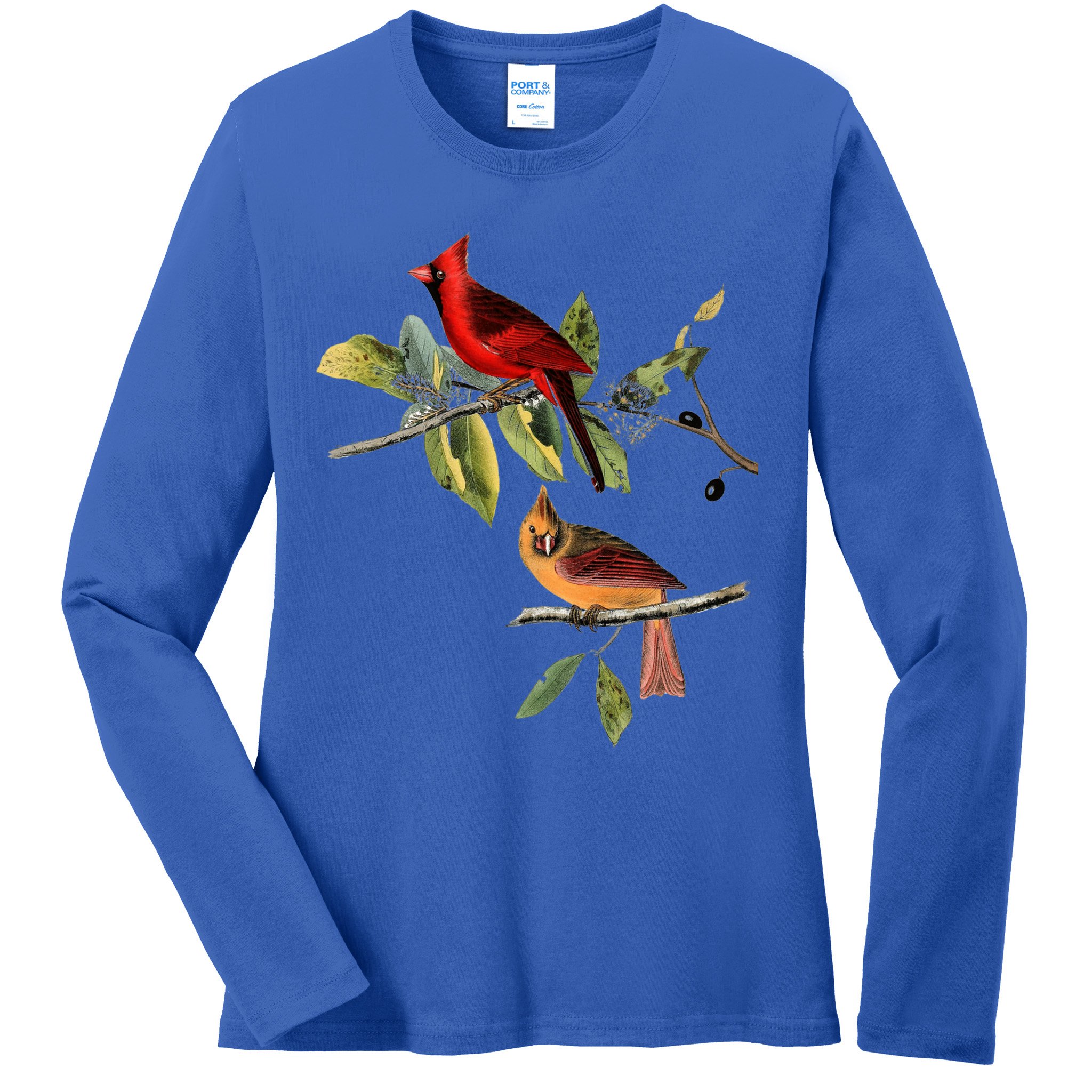 Red Cardinal Bird Male Female Gift For Cardinal Bird Lovers Gift Ladies Long Sleeve Shirt