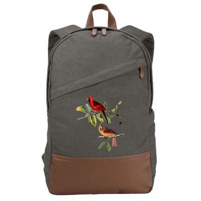 Red Cardinal Bird Male Female Gift For Cardinal Bird Lovers Gift Cotton Canvas Backpack