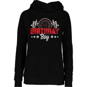 Race Car Birthday Party Racing Family Birthday Boy Pit Crew Womens Funnel Neck Pullover Hood