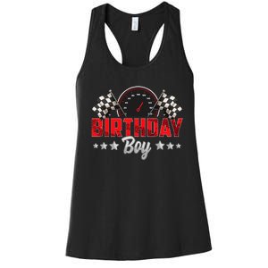 Race Car Birthday Party Racing Family Birthday Boy Pit Crew Women's Racerback Tank