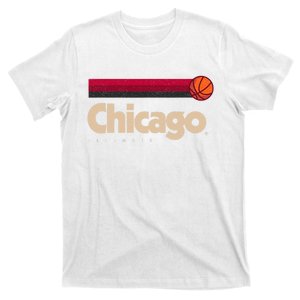 Red Chicago Basketball B Ball City Illinois Retro Chicago T-Shirt