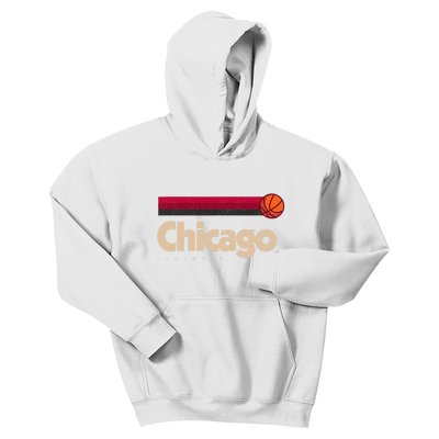 Red Chicago Basketball B Ball City Illinois Retro Chicago Kids Hoodie