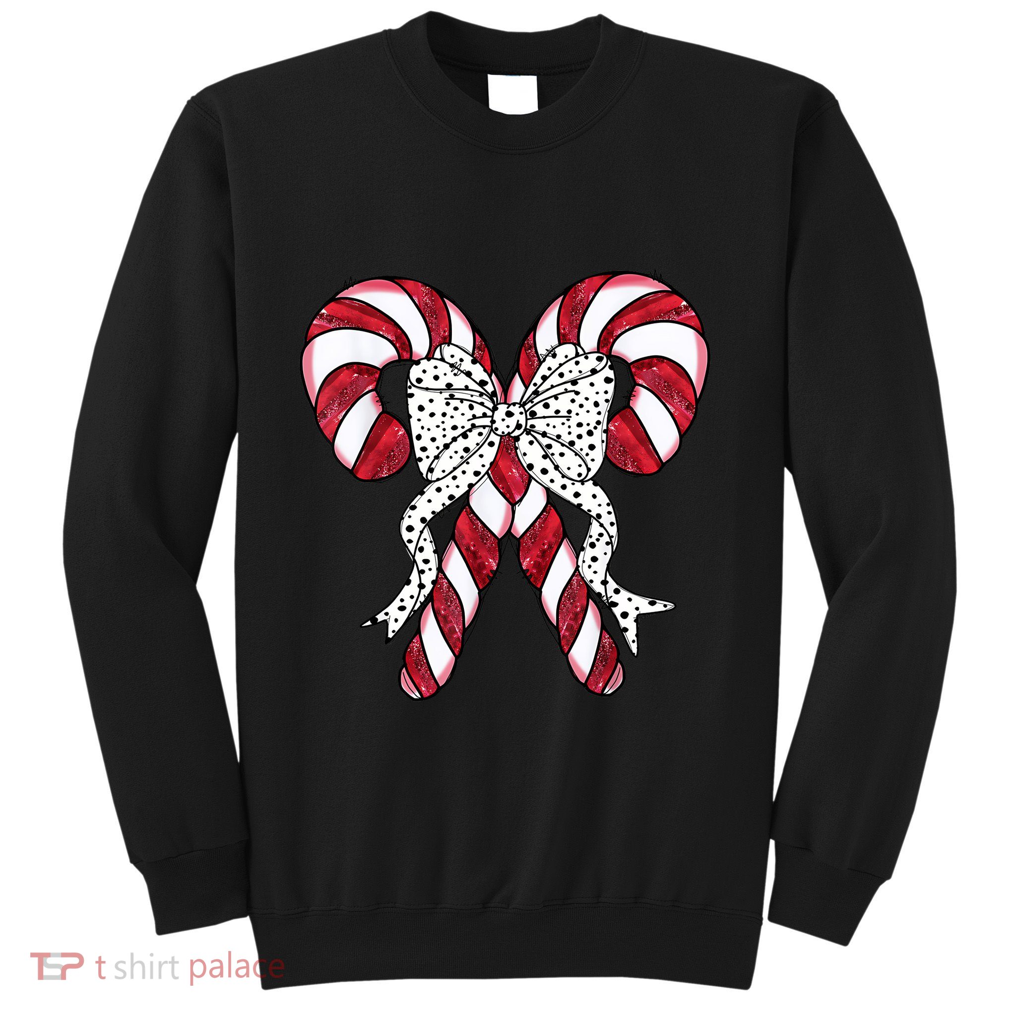 Retro Coquette Bow Candy Cane Christmas Season Sweatshirt